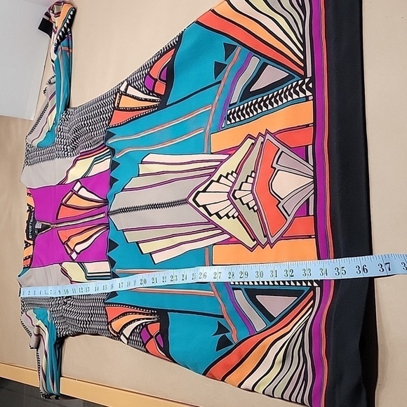 Etcetera, Size 2 Geometric / Art Deco Design 3/4 Sleeve Dress, Front Zipper, EUC - Picture 9 of 10